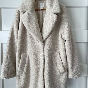 Women's Cream Teddy Coat H&M